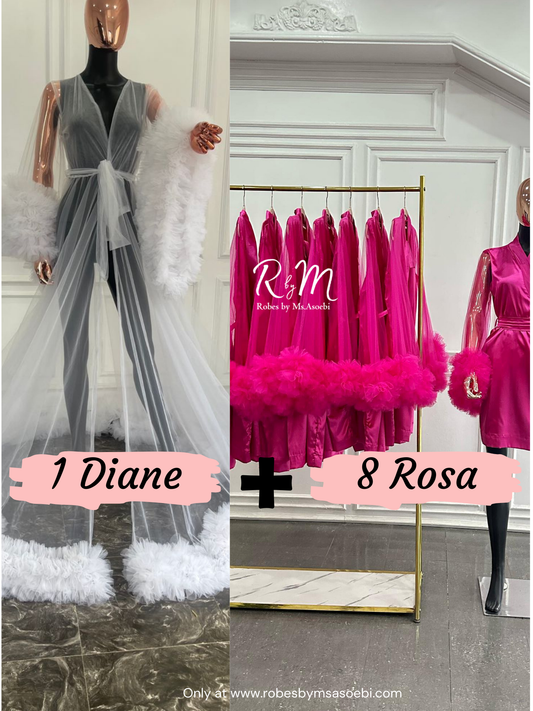 Diane Bridal Robe + Rosa Bridesmaids Bundle (Set of 8)