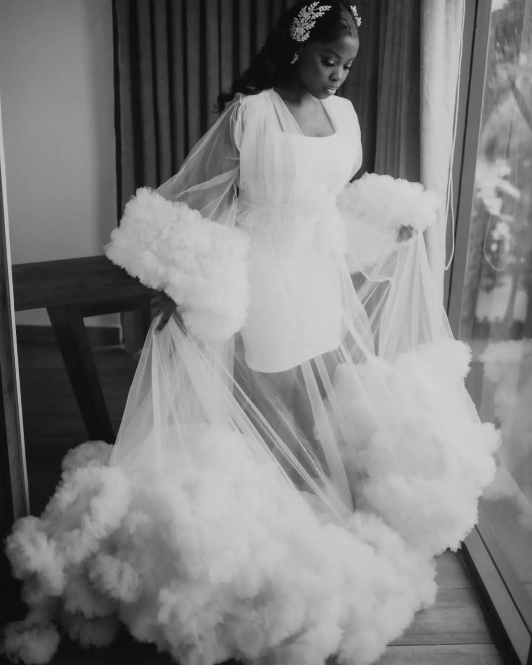 Tulle Ruffle Robe Tulle Robes Bride – Robes by Msasoebi