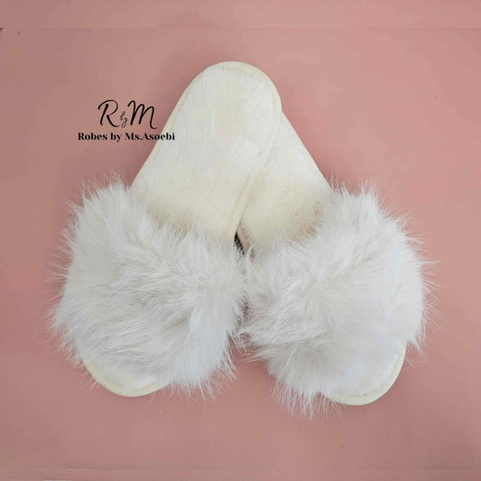 Fluffy bridal slippers