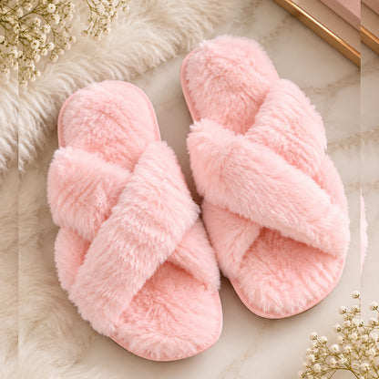 Fluffy Cross Slippers