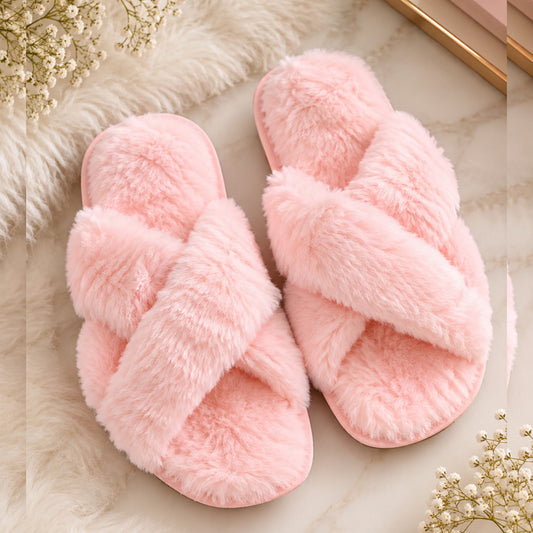 Fluffy Cross Slippers